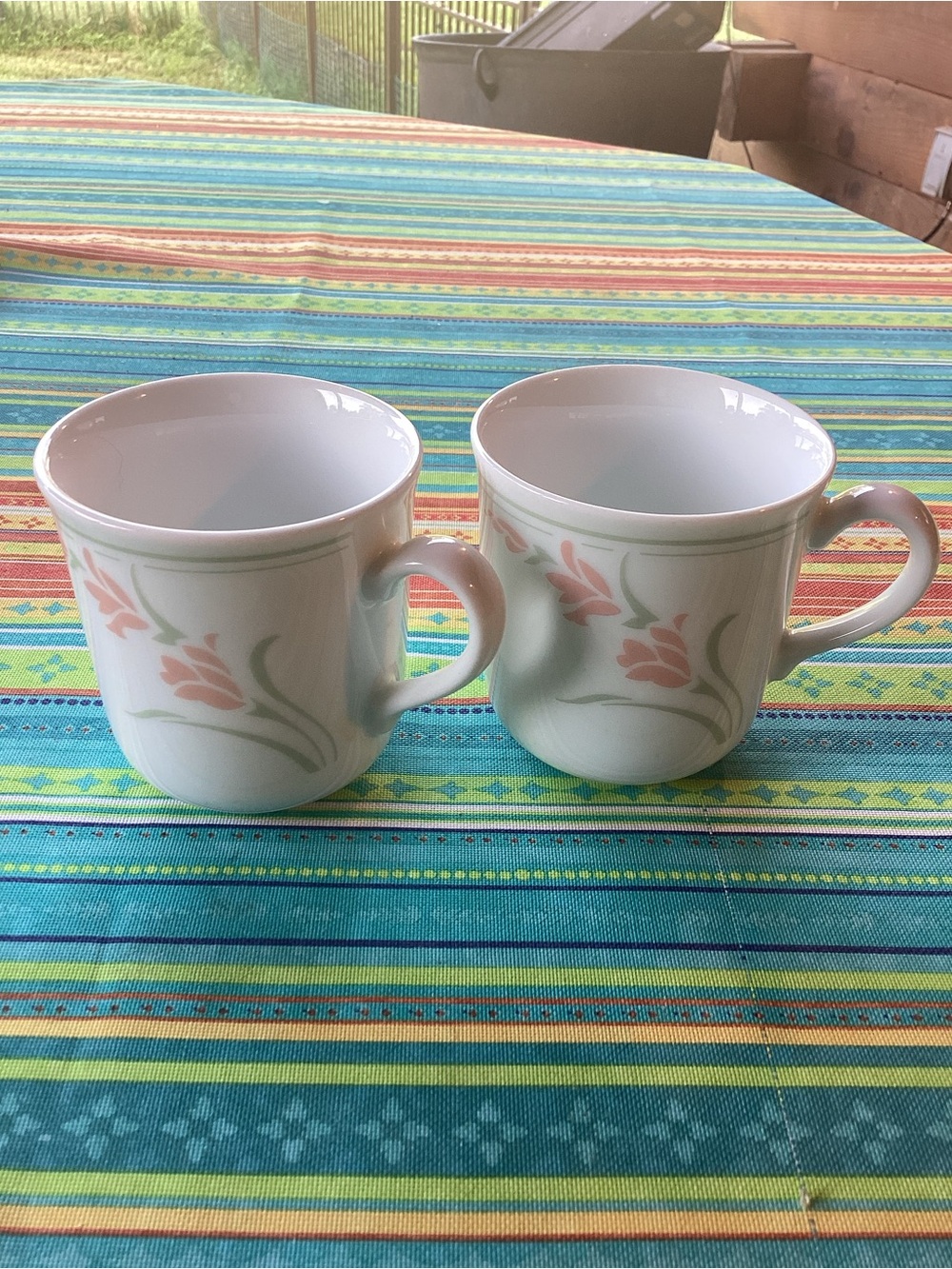 Corningware Vintage Peach Garland Mugs - set of 2